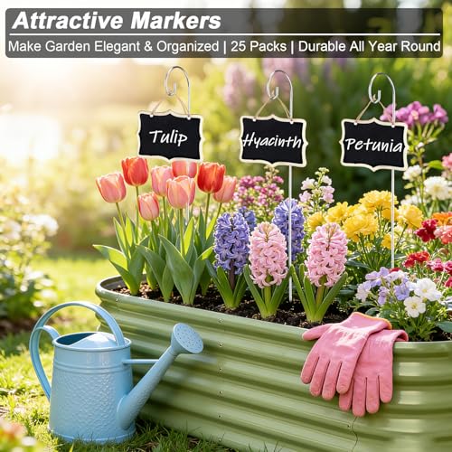 25 Packs Plant Labels with Marker Pen, Wooden Plant Makers for Outdoor - size: rectangle