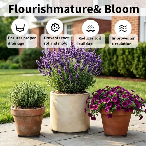 Plant Pot Feet Rubber Pot Risers Planter Feet for Outdoor Indoor Planters - size: Small 12 Pack 1" W x 1/2" H