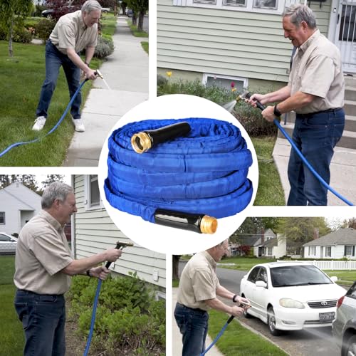 YOTOO Garden Hose 75 FT, Lightweight, Durable, Flexible, Non-Expanding, Kink-Free Water Hose with Solid Brass Fittings for Outdoor, Watering flants and flowers, Car Wash - size: 75 FT