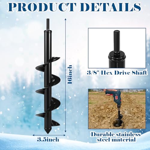 4 x 16'' Heavy Duty Auger Drill Bit for Planting, Black - color: Black