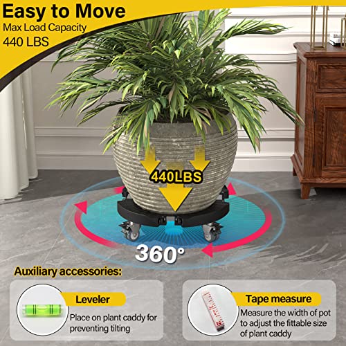 Goovilla Plant Stand with Wheels 440LBS Load,1Pack, Adjustable 15-22",Black - color: Black