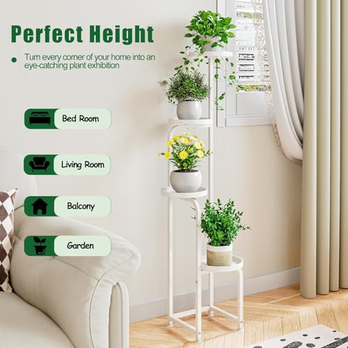 IINGIORDAR Plant Stand Indoor Outdoor Corner Tall Plant Shelf 4 Tier Metal - color: White, size: 4-Tier