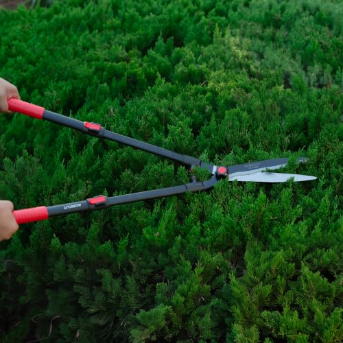AGRICUT Telescopic Hedge Shears – Heavy Duty Garden Shears with Patented Wavy Blade, High Carbon Steel, Extendable Aluminium Handles 700-930mm – For Precision Trimming of Tall Hedges - style: Wavy Blade (Telescopic)