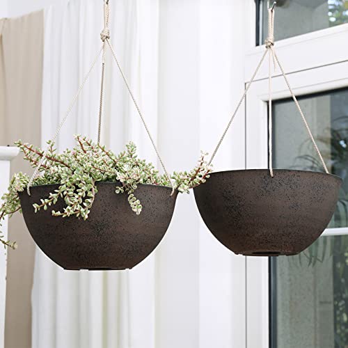 LA JOLIE MUSE Hanging Planter Baskets for Outdoor Plants, Set of 2, 13 Inch - color: New Iron Color