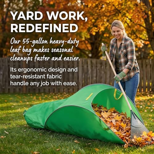 Leaf Collector,Extra Large Portable Pop Up Leaf Bags, Foldable Leaf Pick Up Tools, Reusable Yard Garden Bags for Leaves Lawn Trash (Green)