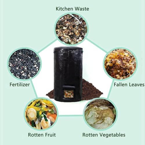 Compost Bin Bags 34 Gallon Garden Compost Bags Outdoor Reusable,Organic Waste Garden Yard Compost Bag Collapsible Leaf Lawn Bags Gardening Container - color: Black 1pcs