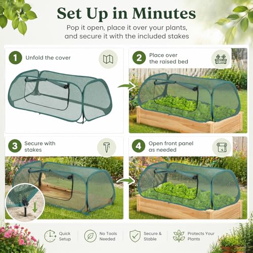 2 Pack Raised Bed Garden Covers,Pop Up Mesh Plant Covers, 45"X22"X16"