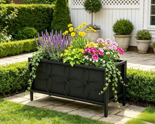 Zhongma Sturdy Raised Garden Bed with Inner Fabric Liners for Vegetables Flower, Planter Box for Backyard Patio Balcony. Inner Size: 33.85x14.17x11 inch - size: 15.75 x 35.43 x 14.96 in