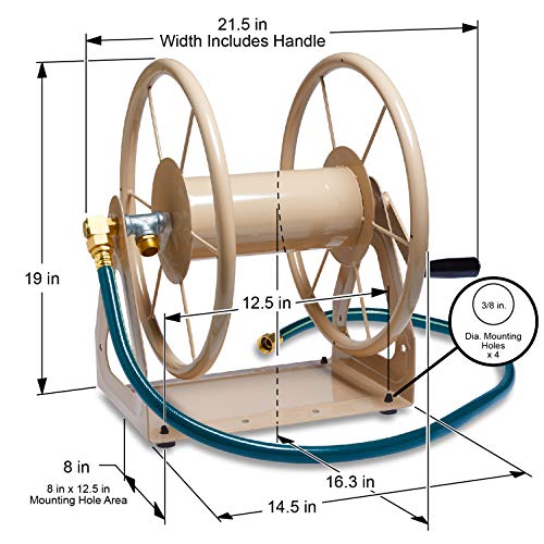 Liberty Garden Products 703-2 Multi-Purpose Steel Garden Wall/Floor Mount Hose Reel, Tan Poly, 5/8-Inch - style: Wall/Floor Mount Hose Reel - Tan