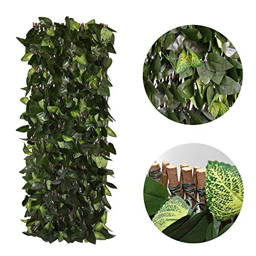 Expandable Faux Ivy Fence,Artificial Privacy Screen Decor for Outdoor Wall, Balcony and Patio, Single Sided Leaves (Green,1) - color: Green