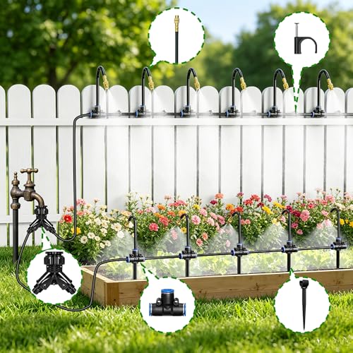 Thiswing 100 FT 360° Adjustable Irrigation System with Stake Holders - size: 100FT
