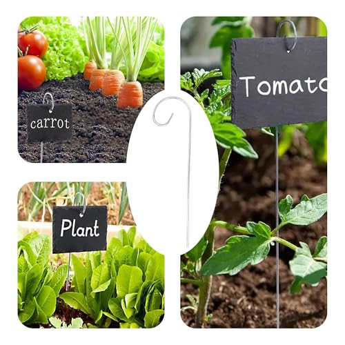 25Pcs Silver Plant Label Hooks, Rustproof Garden Stake Marker Holders, Plant Label Hanger Rods for Flower Pots, Planters, Containers, Support for Plant Signs and Garden Accessories - size: 20cm