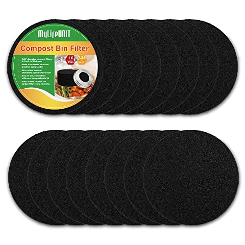 MyLifeUNIT 16 Pack Compost Bin Filter, Kitchen Compost Pail Charcoal Filter Replacements (7.25 inches) - size: 7.25 inches