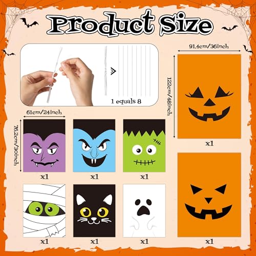 CNhoqc Halloween Lawn Leaf Bags, 8 Pcs Pumpkin Cat Ghost Mummy Twist Ties