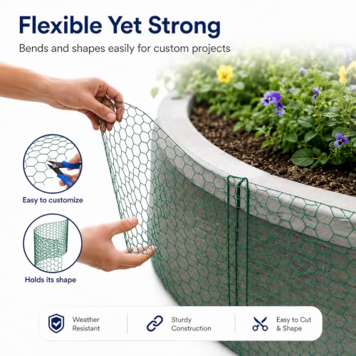 19.6Ft x 16In Plant Protectors from Animals, PVC Coated Wire Mesh