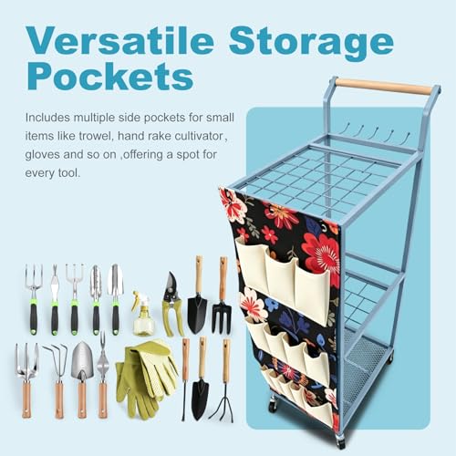 ANBOO Garden Tool Organizer Stand, Garage Tool Storage Organization - color: Navy