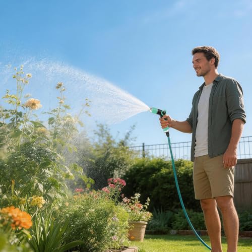 Besiter Garden Hose Nozzle Sprayer High Pressure Water Hose Nozzle with 4 Patterns with Adjustable Spray for Car Washing, Garden Watering, Patio Cleaning and Pets (Blue) - color: Lightblue