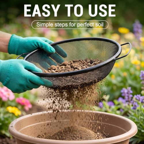 Rtteri 6 Pcs Soil Sifter for Gardening, Fits 5 Gallon Bucket, Black - color: Black