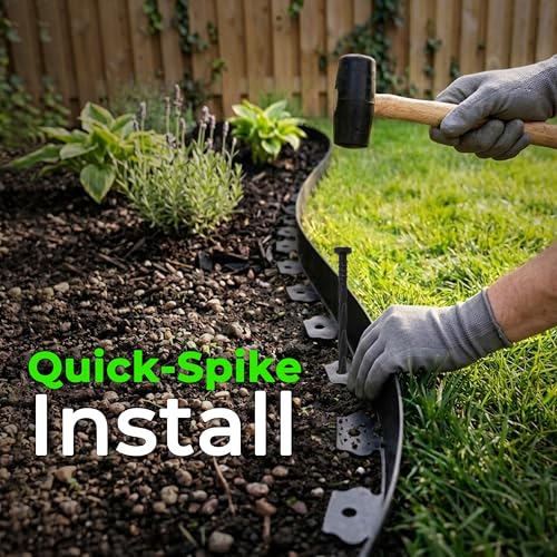 Gardzen 1.5" x80' Landscape Edging Kit with 100 Spikes - size: 80ft