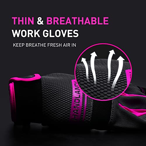 AIGEVTURE Work Gloves Women,Utility Gardening Gloves Touch Screen,Thin Mechanic Working Gloves Pink,Comfortable,Flexible,Fit - color: Pink, size: Medium (Pack of 1)