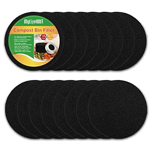 MyLifeUNIT 16 Pack Charcoal Filter for Compost Bin Kitchen, Compost Pail Replacements Filter (6.7 inches) - size: 6.7 inches
