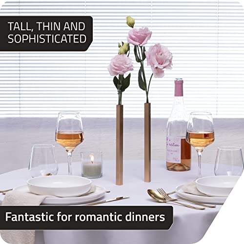 PELEG DESIGN Magnetic Bud Vase Set (Gold) - Unique Home Decor Gift & Modern Table Centerpiece - 5 Aluminum Single Stem Vases - 9.4" Tall Gravity Defying Decor - color: Gold - Set of 5