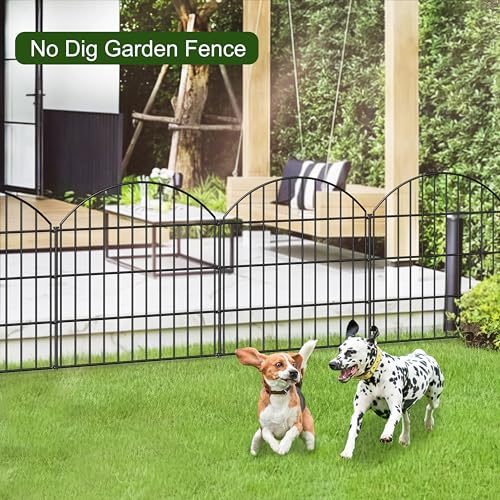 Metal Garden Fence 28 in x 18.7 ft, Dog Fence Outdoor for Yard - size: 28″Hx18.7ft (8 panels)