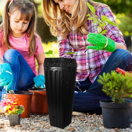 Sewroro 30 Pcs Plant Grow Bags Plastic Thickened Nursery Seedling Bags Gardening Planting Containers for Trees and Flowers