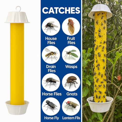 Fly Stick Sticky Fly Traps for Indoors and Outdoor Wasp Traps - Effective Pest Control 4 Pack