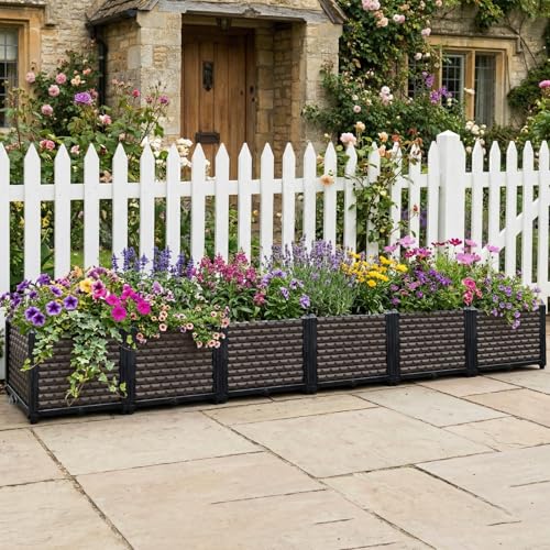 Large Planters for Outdoor Plants 14" Tall Planter Box, 94.4"L x 15.7"W - size: 94.4"(l) X 15.7"(w) X 14.2"(h)