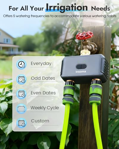 Insoma 2-Zone WiFi Water Timer Brass Inlet Outlet, Smart Sprinkler Timer, No-Gateway 2.4GHz, APP Remote Control WiFi Hose Timers, Voice Control with Alexa, Rain Delay and Manual Mode for Lawn Watering - size: 2 Zone-Brass-WiFi