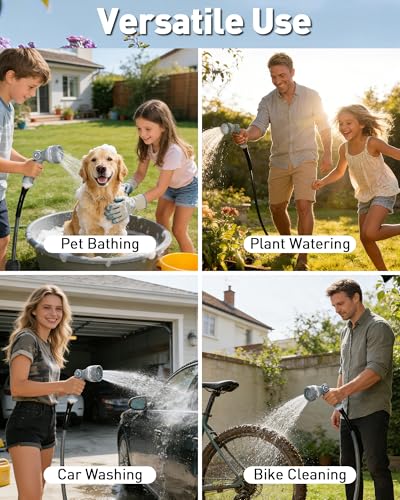 Retractable Garden Hose Reel: 1/2 in x 100 ft Wall Mounted Water Hose Reel with 10-Function Nozzle, Hose Reels for Outside, Any Length Lock, Brass Fittings, Slow Auto Rewind & 180° Swivel