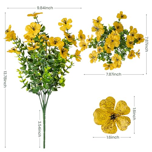 20 Bundles Artificial Flowers for Outdoor, Fake Plants Spring Decor,Yellow - color: Yellow