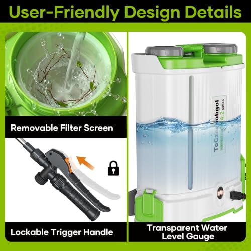 Backpack Sprayer with 2.6Ah Rechargeable Battery, Electric Weed Sprayer