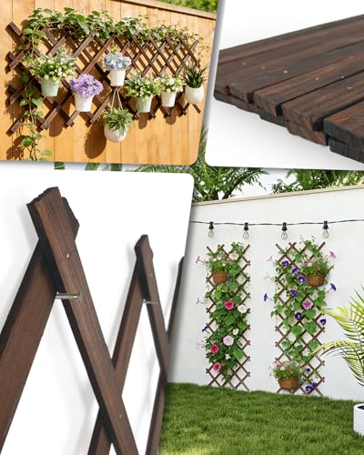 2 Pack Expandable Wooden Lattice Fence Panel, 2.2 x 5.2 Ft - color: 2 Pack, size: 2.2 x 5.2 ft