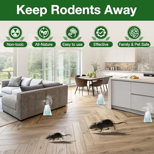 Mouse Rodent Repellent,25 Pack Peppermint Oil Mouse Traps for Rat Mice, Ant, Roach, Spider, Squirrel, Nature Mouse Deterrent for Indoor Outdoor Use, for Garden & Home, Family & Pet Safe GN