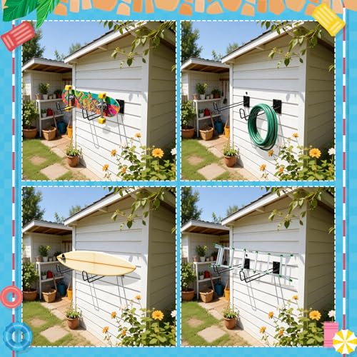MUOUAKATE 3 Pcs Pool Float Storage Holder, 17.3 Inch Wall Mount Pool Float Organizer Storage Rack with Hangers for Swimming Ring, Towel, Tools & More Storage Indoor Outdoor Space-Saving - style: Right-angle style