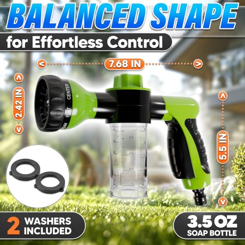 Soap Sprayer Hose Attachment, Car Wash Nozzle with Soap Dispenser - color: Black-Green