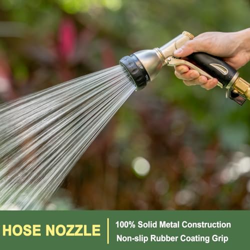 FANHAO Metal Garden Hose Nozzle Heavy Duty, 8 Spray Patterns, High Pressure - color: Black