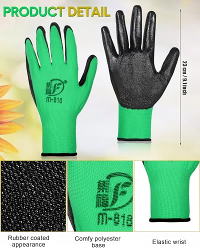 Honeydak 36 Pairs Garden Gloves Bulk for Men Women - color: Yellow, Green