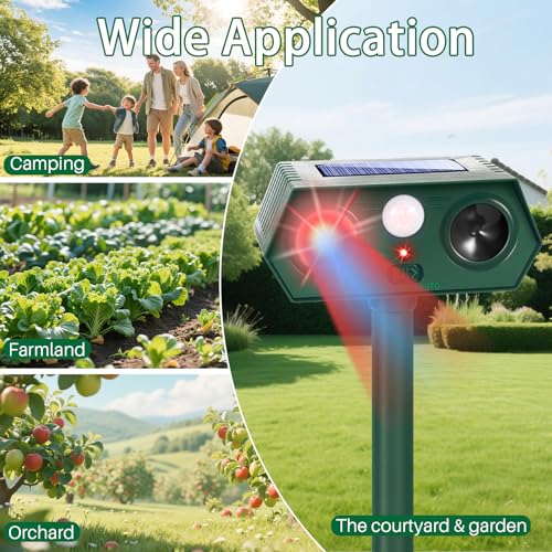 Sonic Fortress Pro Deer Repellent, 4Pack Solar Animal Repeller Outdoor