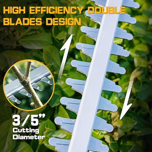 IRONFIST Cordless Hedge Trimmer, Compatible with DEWALT 20V MAX Batteries, 20" Brushless Electric Hedge Cutter, Lightweight & Portable for Hedges, Shrubs and Bushes (Battery Not Included)