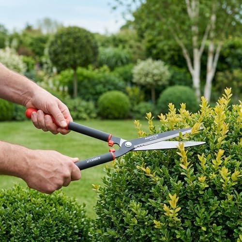 AGRICUT Garden Shears for Hedges – 23.6" Hedge Shears with High-Carbon Straight Blade, Teflon Coated, Lightweight 790g – Shears for Gardening, Ideal for Privet, Box, Yew & Thuja - style: Straight Blade