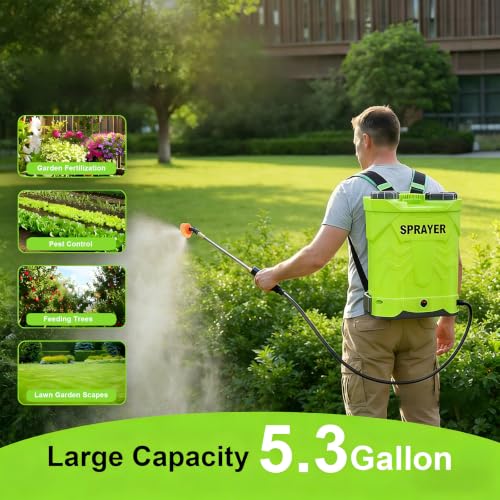 WFH Battery Powered Backpack Sprayer, 5.3 Gal, 100 PSI, 21V 2.6Ah Battery