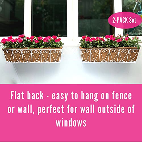 LaLaGreen Hanging Wall Planter (30 in, 2 Pack) White Coco Liner Boxes - size: 30" (76cm) x 2 Pack