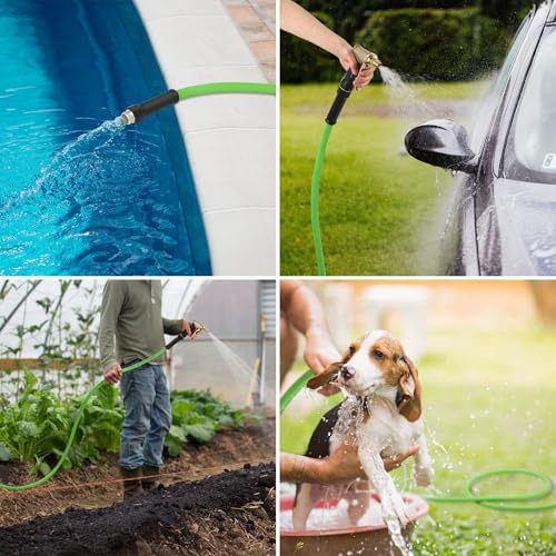 DEWENWILS Garden Hose 75 ft x 5/8", Water Hose with Swivel Handle, Heavy Duty, Lightweight, Flexible Hose for Plants, Car, Yard, 3/4 Inch Solid Fittings, Drinking Water Safe HHGH75A1 - color: Green, size: 75 ft