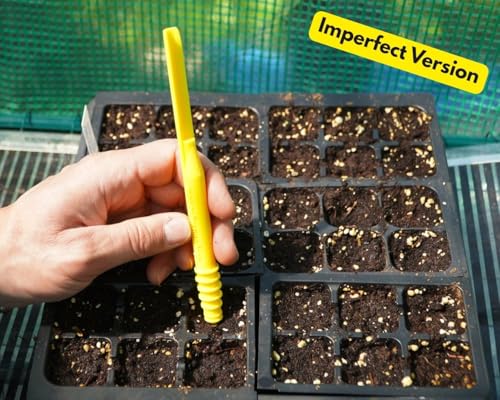 IMPERFECT DIBBY XL Garden Tool - Dibber, Dibbler, Seed Sowing Tool, Transplant Seedlings, Graduated Depth Markings (Patent Pending) Yellow - color: Yellow