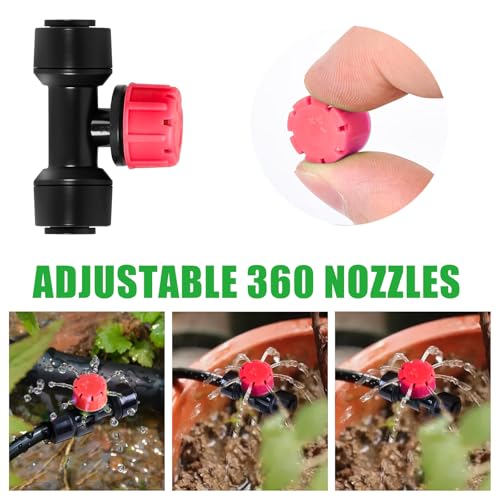 30 Pcs Three-Way Drip Irrigation Spray Emitters for 1/4 inch Tubing. - color: Red