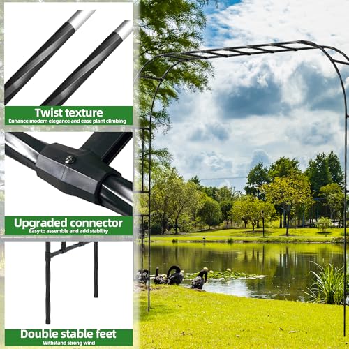 Garden Arch Trellis, 7.9FT Metal Arbor Archway for Climbing Plants Outdoor - color: 126 inch Length - Black, size: Full Arch