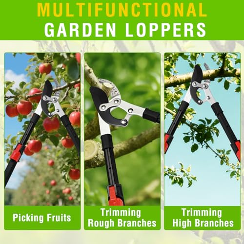 Yesker 27-35" Extendable Loppers for Tree Trimming Heavy Duty Tree Trimmer Bypass Loppers with Compound Action Sharp Anvil Blade up to 2 Inch Cut Capacity Branch Cutter Chops Thick Branches Ease - size: 27-35" Extendable Loppers